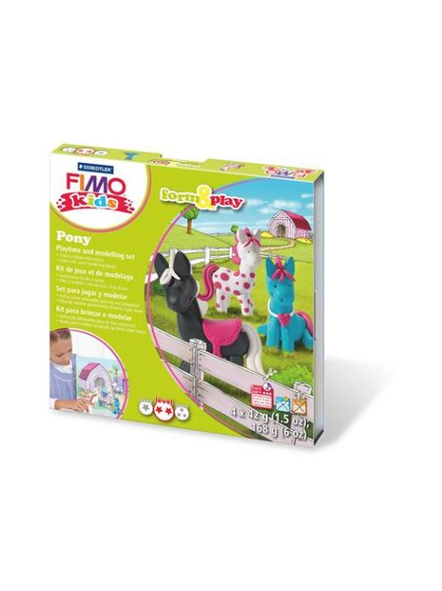 FIMO Gyurma készlet, 4x42 g, égethető, FIMO "Kids Form & Play", pónik