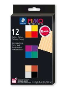   FIMO Gyurma, készlet, égethető, 12x25 g, FIMO "Professional Basic", 12 különböző szín