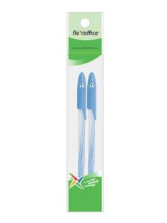   FLEXOFFICE Golyóstoll, 0,3 mm, 2 db/bliszter, kupakos, FLEXOFFICE "Candee", kék