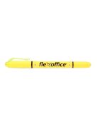 FLEXOFFICE Szövegkiemelő, 1,0/4,0 mm, kétvégű, FLEXOFFICE "HL01", sárga