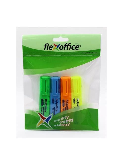 FLEXOFFICE Szövegkiemelő készlet, 1-4 mm, FLEXOFFICE "HL05", 4 különböző szín