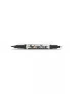 FLEXOFFICE Alkoholos marker, 0,4/1,0 mm, kúpos, kétvégű, FLEXOFFICE "PM01", fekete