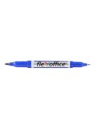 FLEXOFFICE Alkoholos marker, 0,4/1,0 mm, kúpos, kétvégű, FLEXOFFICE "PM01", kék