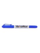 FLEXOFFICE Alkoholos marker, 0,4/1,0 mm, kúpos, kétvégű, FLEXOFFICE "PM01", kék