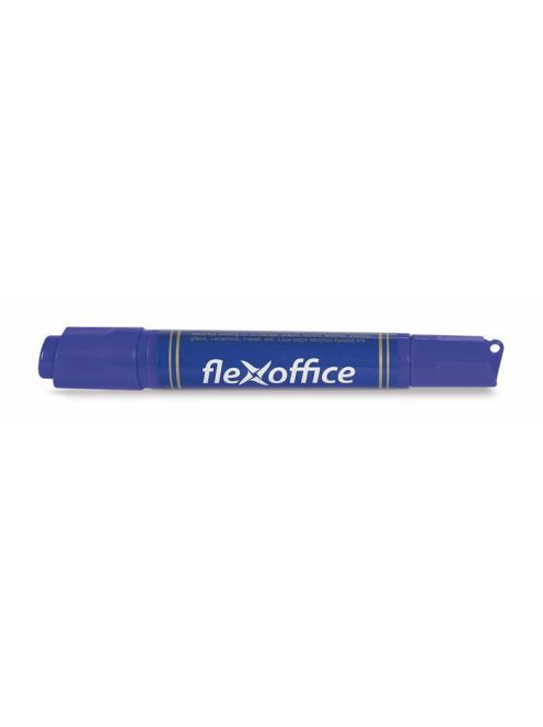 FLEXOFFICE Alkoholos marker, 0,8/6,0 mm, kúpos/vágott, kétvégű, FLEXOFFICE "PM04", kék