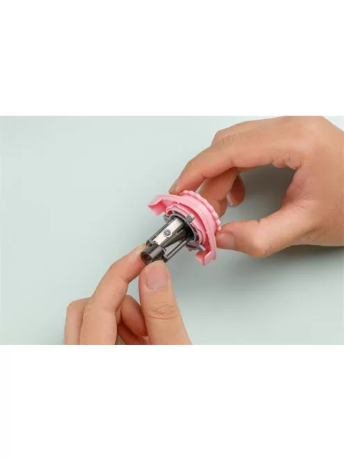 FLEXOFFICE Hegyező, elemes, asztali, FLEXOFFICE "Flexio", rózsaszín