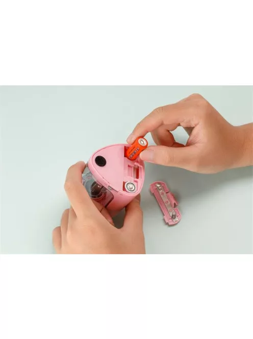 FLEXOFFICE Hegyező, elemes, asztali, FLEXOFFICE "Flexio", rózsaszín