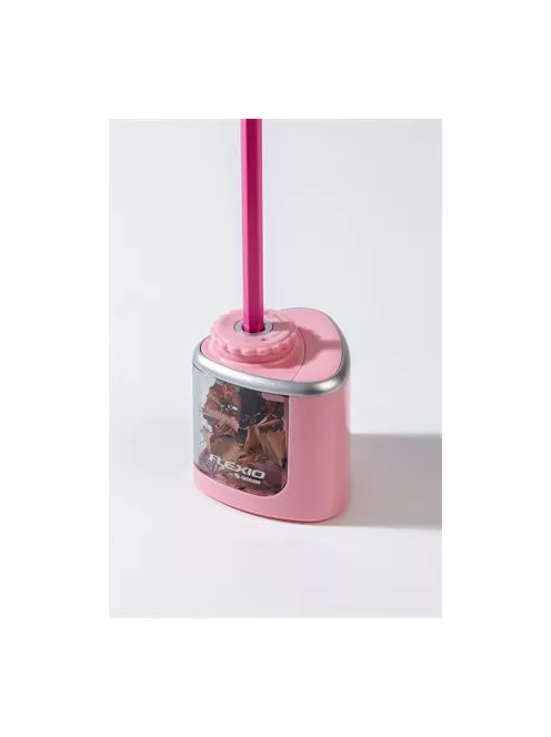 FLEXOFFICE Hegyező, elemes, asztali, FLEXOFFICE "Flexio", rózsaszín