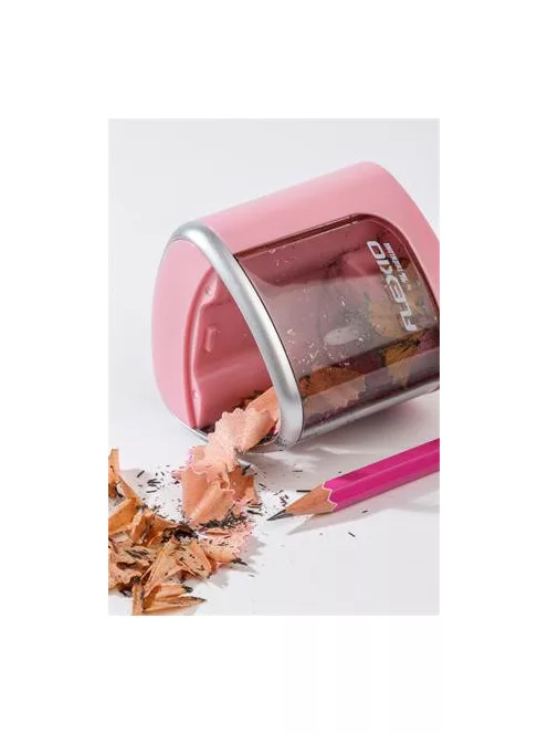 FLEXOFFICE Hegyező, elemes, asztali, FLEXOFFICE "Flexio", rózsaszín