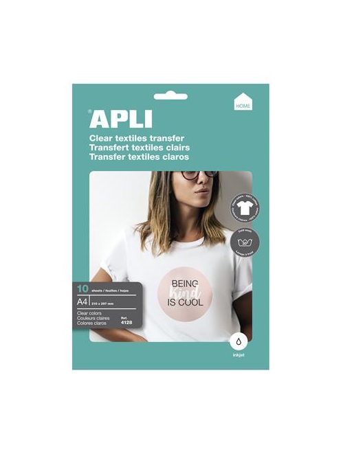 APLI Fólia, vasalható, A4, tintasugaras nyomtatóba, fehér pólóhoz, APLI