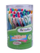 FLEXOFFICE Zseléstoll, 0,35 mm, nyomógombos, vegyes színű test, FLEXOFFICE "Trendee", kék