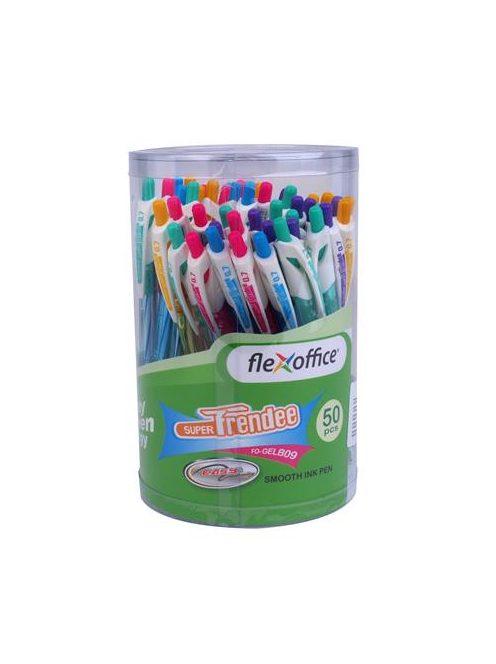 FLEXOFFICE Zseléstoll, 0,35 mm, nyomógombos, vegyes színű test, FLEXOFFICE "Trendee", kék