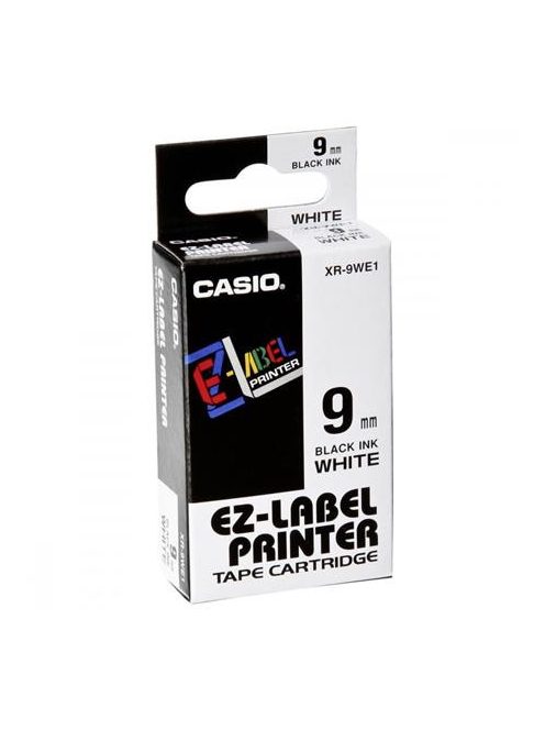 CASIO Feliratozógép szalag, 9 mm x 8 m, CASIO, fehér-fekete