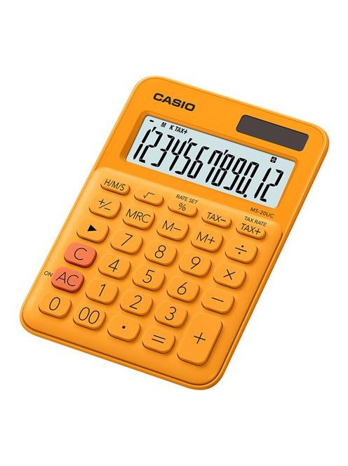 CASIO Számológép, asztali, 12 számjegy, CASIO, "MS 20 UC", narancssárga