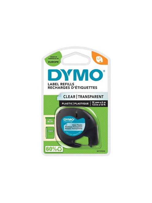 DYMO Feliratozógép szalag, 12 mm x 4 m, DYMO "Letratag", víztiszta