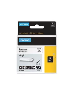   DYMO Feliratozógép szalag, vinil, 9 mm x 5,5 m, DYMO "Rhino", fehér-fekete