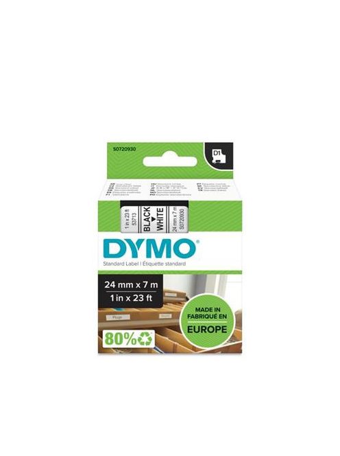 DYMO Feliratozógép szalag, 24 mm x 7 m, DYMO "D1", fehér-fekete