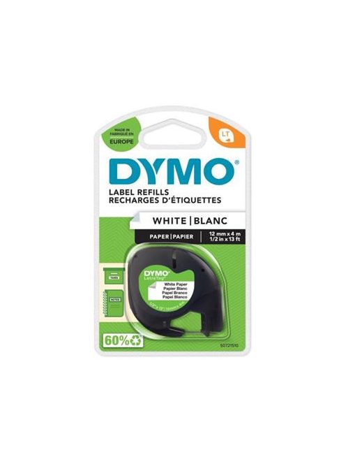 DYMO Feliratozógép szalag, papír, 12 mm x 4 m, DYMO "Letratag", fehér