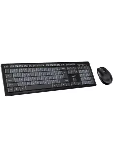   GENIUS Egér- és billentyűzet készlet, vezeték nélküli, USB, HUN, GENIUS "KM-8200", fekete-szürke