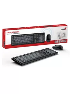   GENIUS Egér- és billentyűzet készlet, vezeték nélküli, USB, HUN, GENIUS "KM-8200", fekete-szürke