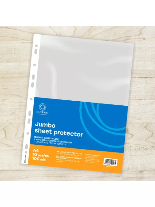 Genotherm lefűzhető, A4, 100 micron jumbo víztiszta Bluering® 10 db/csomag,