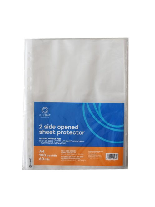 Genotherm lefűzhető, A4, 60 micron kétoldalt (felül és belül) nyitott narancsos Bluering® 100 db/csomag, 