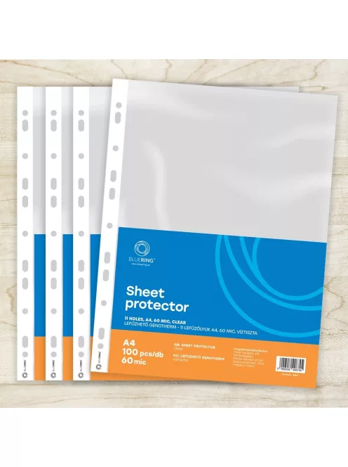 Genotherm lefűzhető, A4, 60 micron víztiszta Bluering® 100 db/csomag,