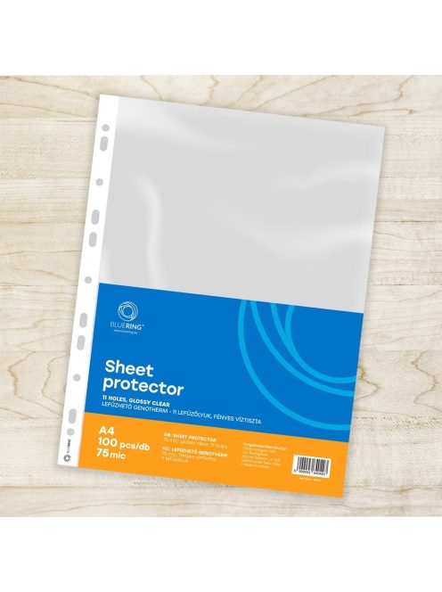 Genotherm lefűzhető, A4, 75 micron víztiszta Bluering® 100 db/csomag,