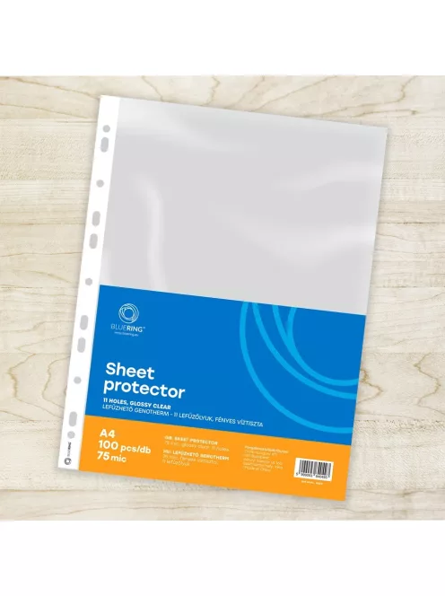 Genotherm lefűzhető, A4, 75 micron víztiszta Bluering® 100 db/csomag,