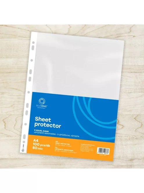 Genotherm lefűzhető, A4, 80 micron víztiszta Bluering® 100 db/csomag,