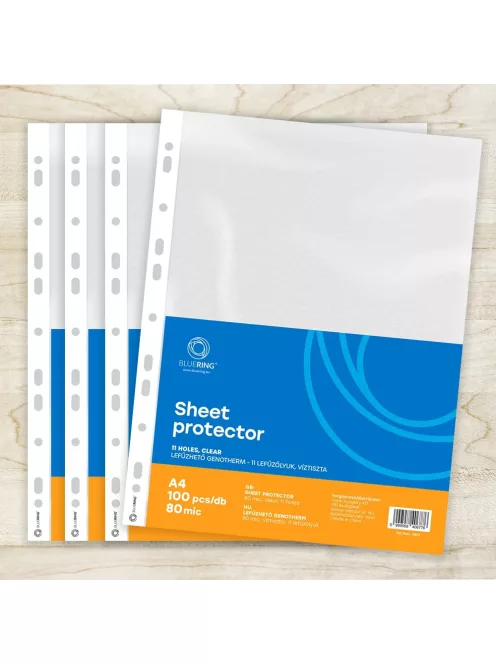 Genotherm lefűzhető, A4, 80 micron víztiszta Bluering® 100 db/csomag,