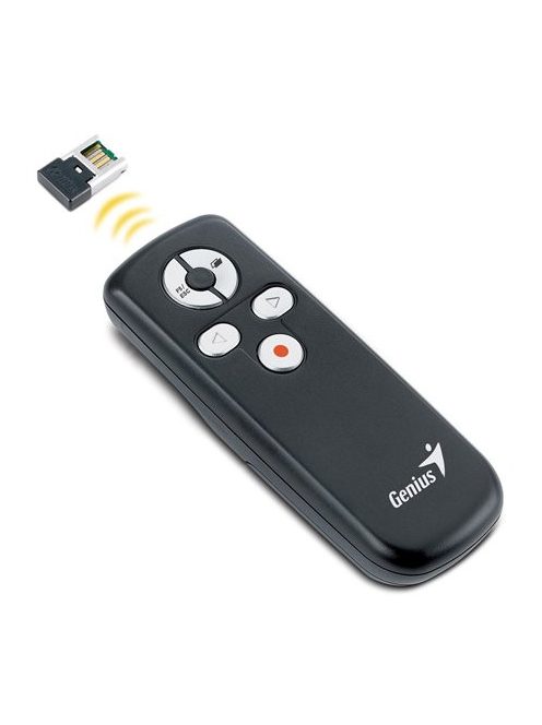 GENIUS Prezentációs távirányító, lézermutatóval, vezeték nélküli, GENIUS "Media Pointer 100"