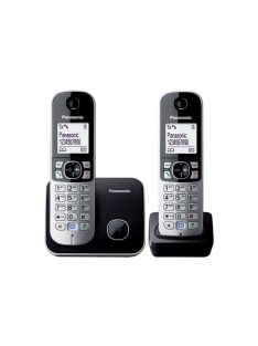   PANASONIC Telefon, vezeték nélküli, telefonpár, PANASONIC "KX-TG6812PDB Duo", fekete