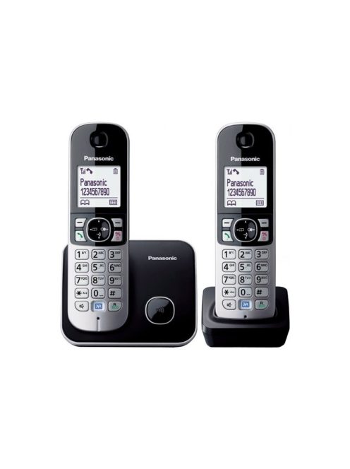 PANASONIC Telefon, vezeték nélküli, telefonpár, PANASONIC "KX-TG6812PDB Duo", fekete