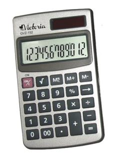   VICTORIA OFFICE Zsebszámológép, 12 számjegy, fém ház, VICTORIA OFFICE, "GVZ-152"