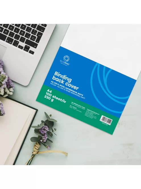 Hátlap, A4, 230 g. bőrhatású 100 db/csomag, Bluering® fehér