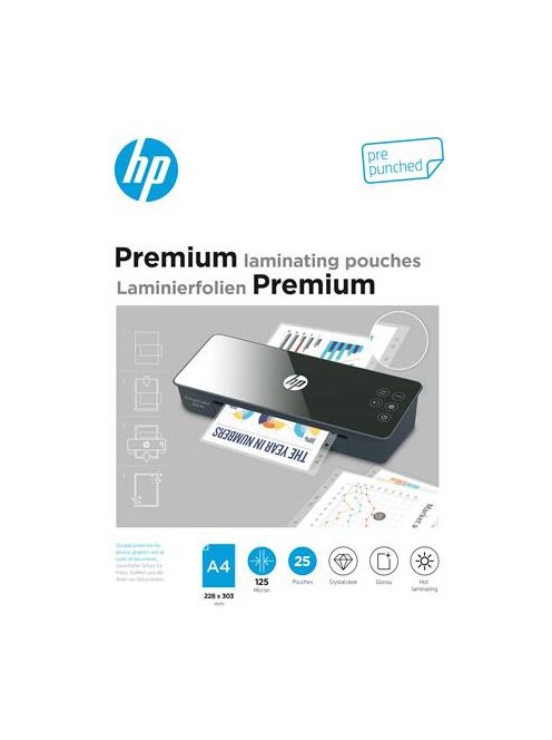 HP Meleglamináló fólia, 125 mikron, A4, fényes, 25 db, HP "Premium"