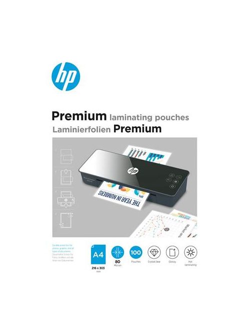 HP Meleglamináló fólia, 80 mikron, A4, fényes, 100 db, HP "Premium"