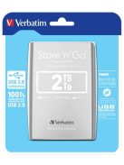 VERBATIM 2,5" HDD (merevlemez), 2TB, USB 3.0, VERBATIM, ezüst