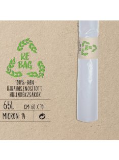   HZS.REBAG 100% újrahasznosított Hulladékgyűjtő Zsák, 65l FEHÉR, 60x70cm, 14MIK (20db/roll)