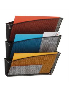 ALBA Irattartó, fali, fémhálós, 3 zsebes, ALBA, fekete