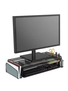   ALBA Monitorállvány, rendszerezővel, fémhálós, ALBA, fekete