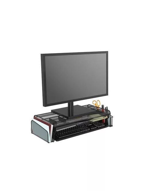 ALBA Monitorállvány, rendszerezővel, fémhálós, ALBA, fekete