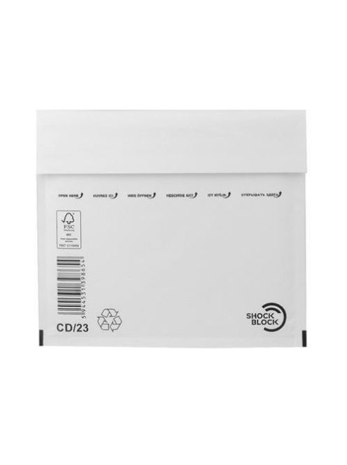 VICTORIA PAPER Légpárnás tasak, 175x200 mm külméret, 165x180 mm belméret, VICTORIA PAPER, "CD boríték", fehér