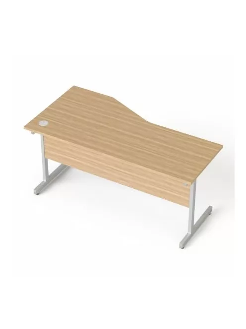 MAYAH Íróasztal, íves, jobbos, szürke fémlábbal, 160x80 cm, MAYAH "Freedom SV-29", kőris