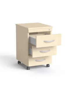   MAYAH Görgős konténer, 3 fiókos, MAYAH "Freedom SV-18", juhar