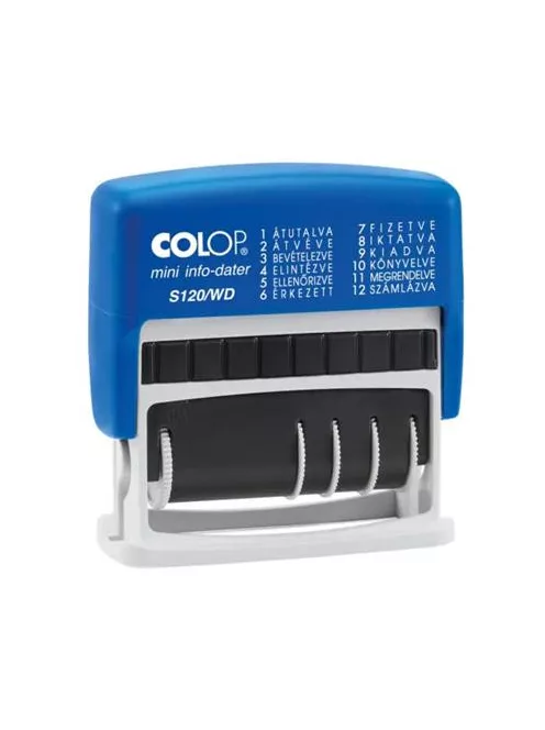COLOP Dátum- és szövegbélyegző, 12 féle szöveggel, COLOP "S120/WD"