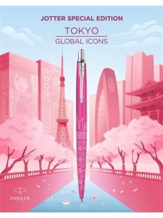   PARKER Golyóstoll, 0,7 mm, ezüst színű klip, mintás tolltest, PARKER, "Royal Jotter Tokyo", kék