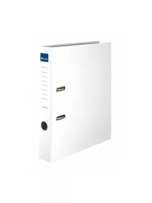 VICTORIA OFFICE Iratrendező, 50 mm, A4, PP/karton, élvédő sínnel, VICTORIA OFFICE, "Basic", fehér