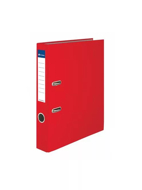 VICTORIA OFFICE Iratrendező, 50 mm, A4, PP/karton, élvédő sínnel, VICTORIA OFFICE, "Basic", piros